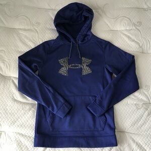 Blue And Grey Semi-Fitted Hooded Sweatshirt